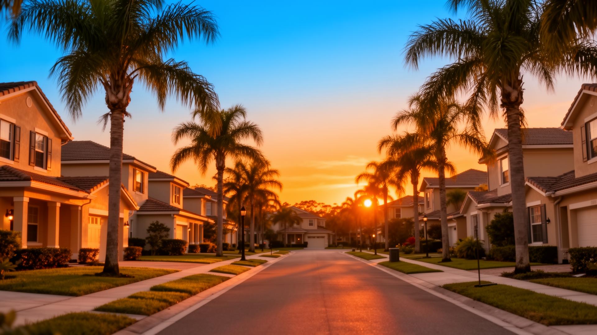 Sunset over a quiet Florida neighborhood